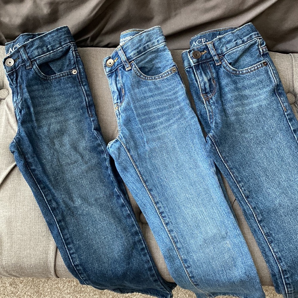 Children’s Place Set of 3 Jeans 👖 Size 5 Boys Adjustable Waist & Snap Button